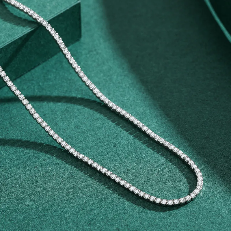 925 silver Classic Sparkling Tennis Necklace - Image 4