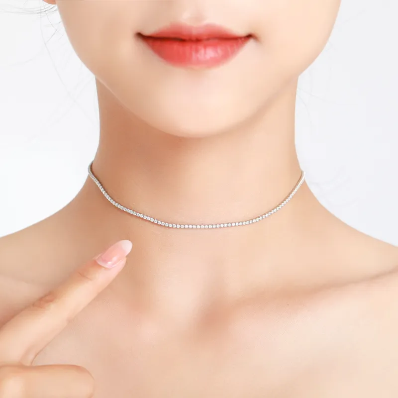 925 silver Classic Sparkling Tennis Necklace - Image 2