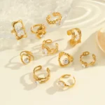 Minimalist Gold Circle Ring with Crystal