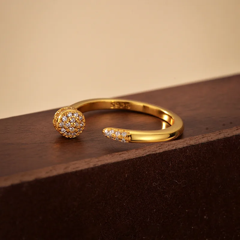 Sterling Silver Elegant Open Circle Crystal Ring - Image 3