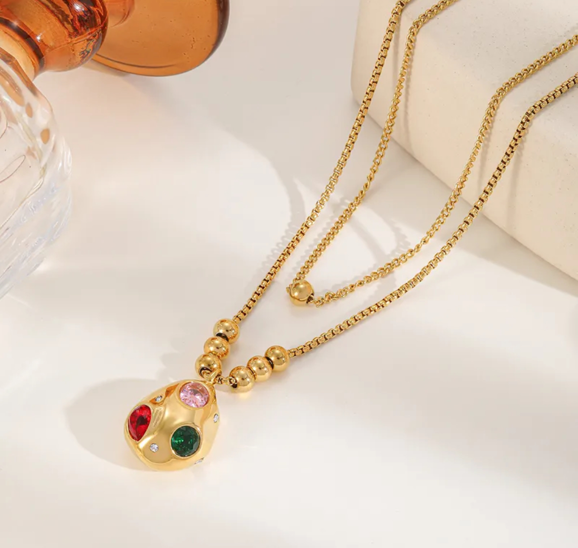 Multicolor Stone Pendant Necklace
