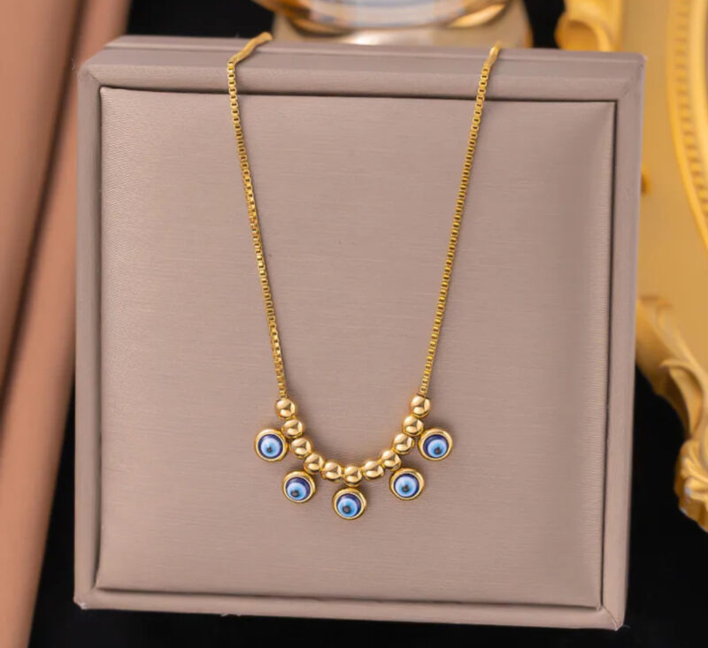 Evil Eye Beaded Charm Necklace - Image 2