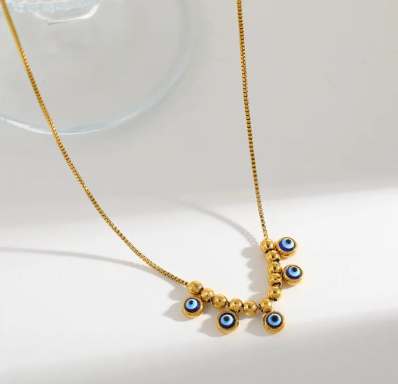Evil Eye Beaded Charm Necklace