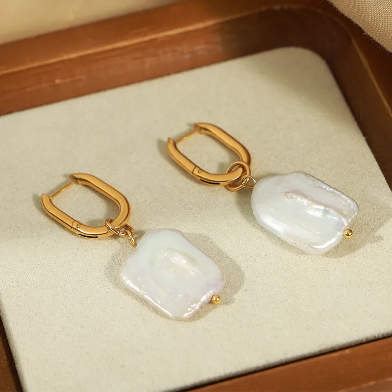 Hoop Earrings with Baroque Pearl Drops