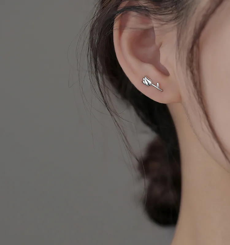 Sterling Silver Tulip Flower Earrings - Image 2