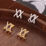 Crisscross Rhinestone Cuff Earrings