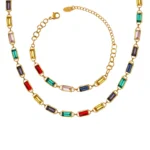 Rainbow Baguette Necklace & Bracelet Set
