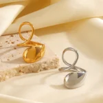 Abstract Teardrop Adjustable Ring