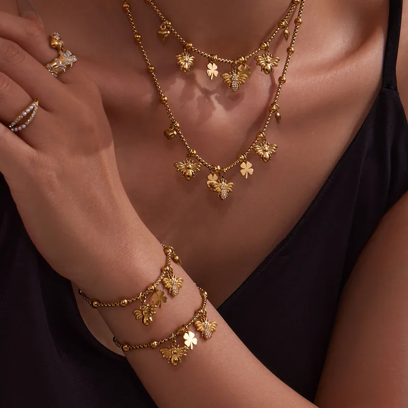 Lucky Bee Charm Bracelet and Necklace - Image 3