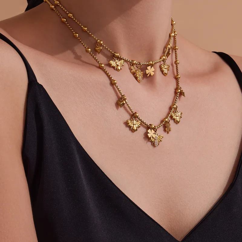 Lucky Bee Charm Bracelet and Necklace