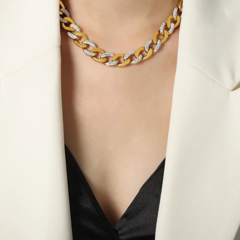 Gold & Diamond-Cut Link Chain & bracelete - Image 2