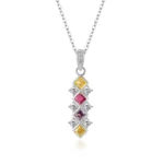 925 silver Prism Cascade Pendant Necklace
