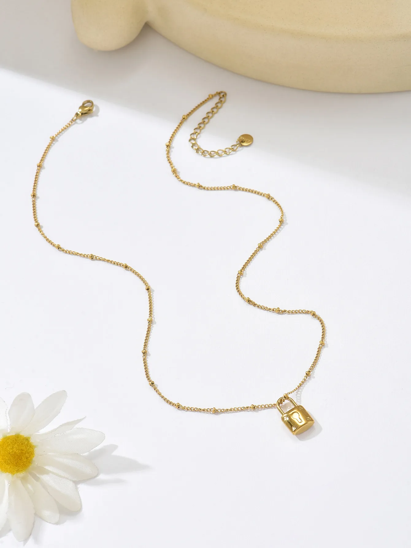 Golden Padlock Pendant Necklace - Image 2