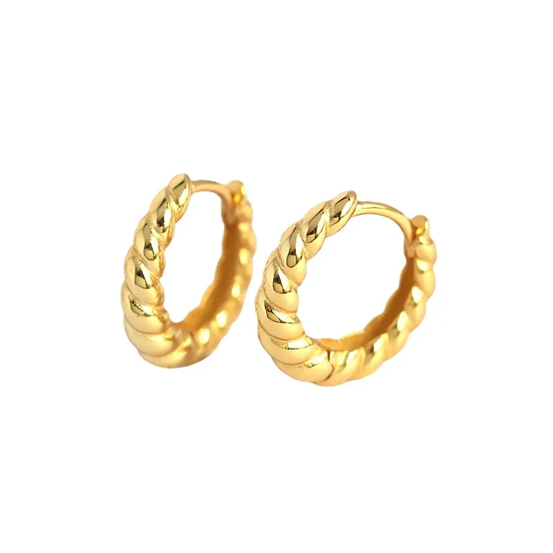 Sterling Silver Classic Braided Gold Hoop Earrings - Image 4