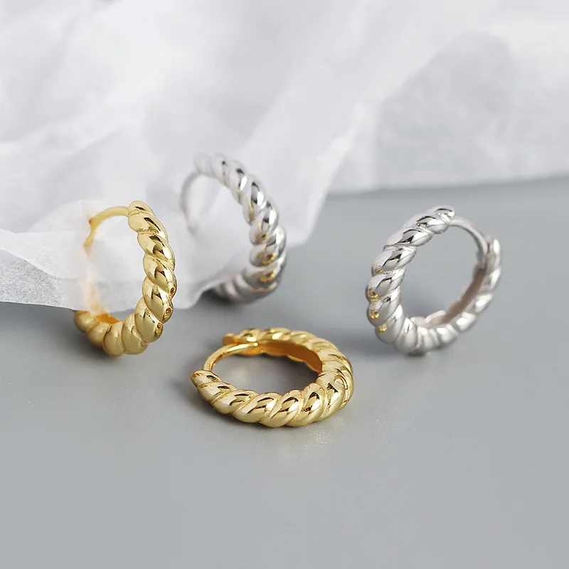 Sterling Silver Classic Braided Gold Hoop Earrings - Image 3