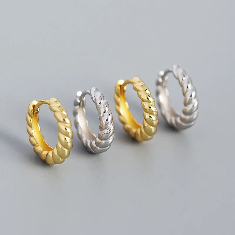Sterling Silver Classic Braided Gold Hoop Earrings - Image 2