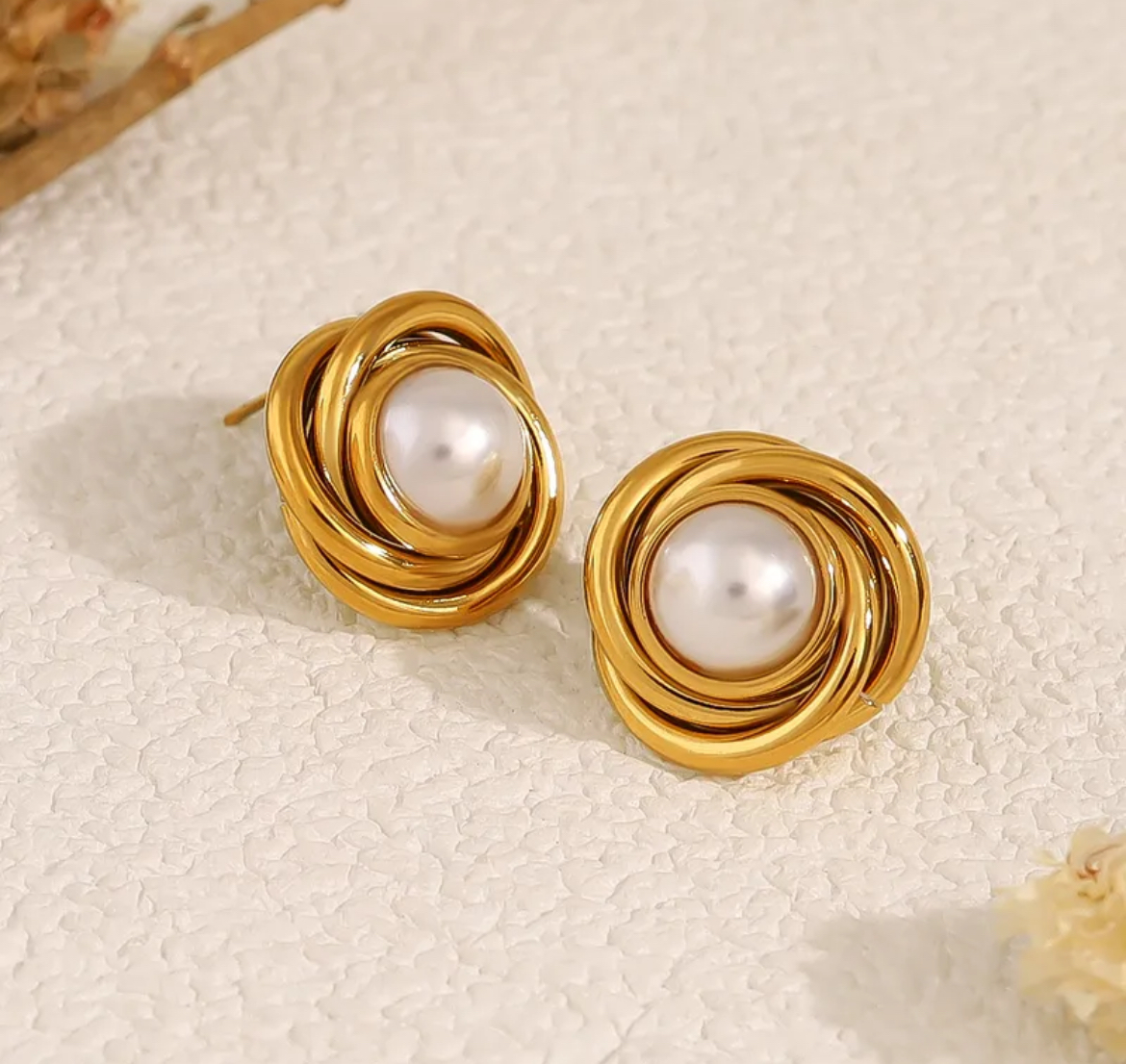 Aurora Pearl Stud Earrings - Image 2