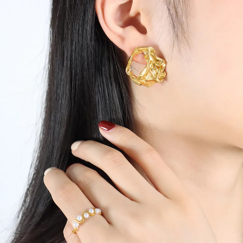 Abstract Sculptural  Hoop Earrings - Image 4