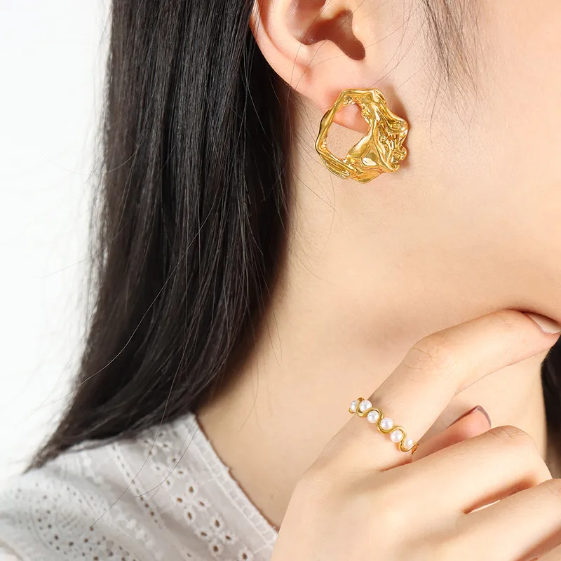Abstract Sculptural  Hoop Earrings - Image 3
