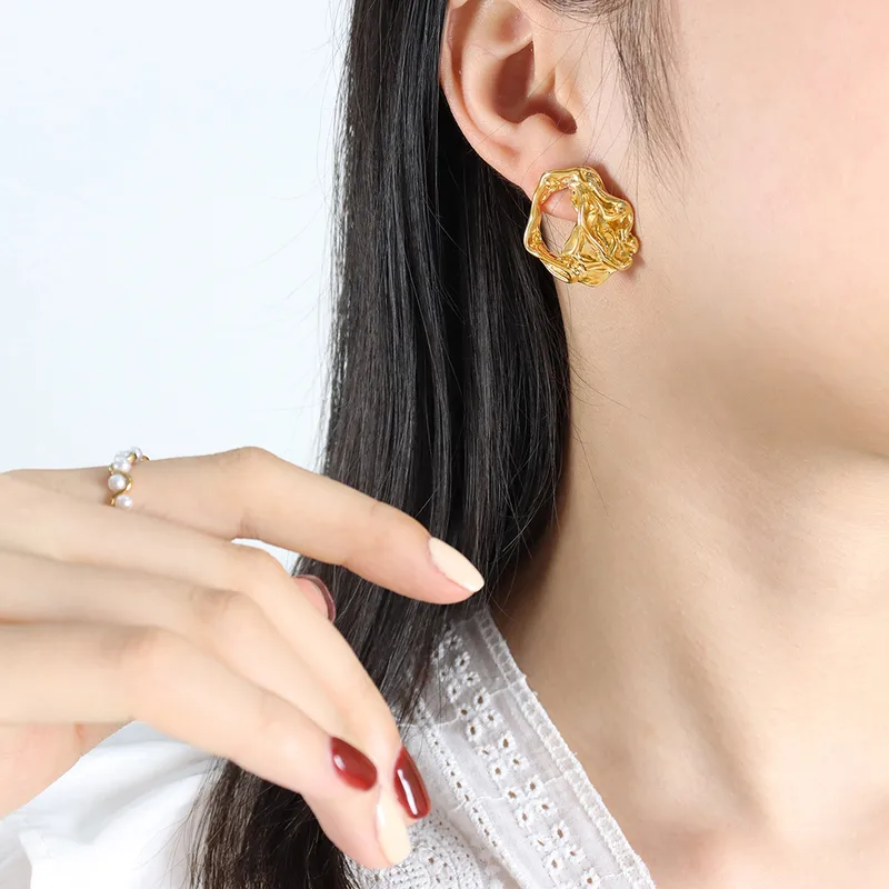Abstract Sculptural  Hoop Earrings - Image 2