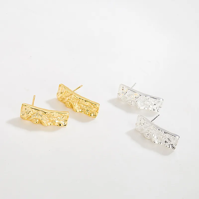 Sterling SilverTextured  Rectangle Stud Earrings