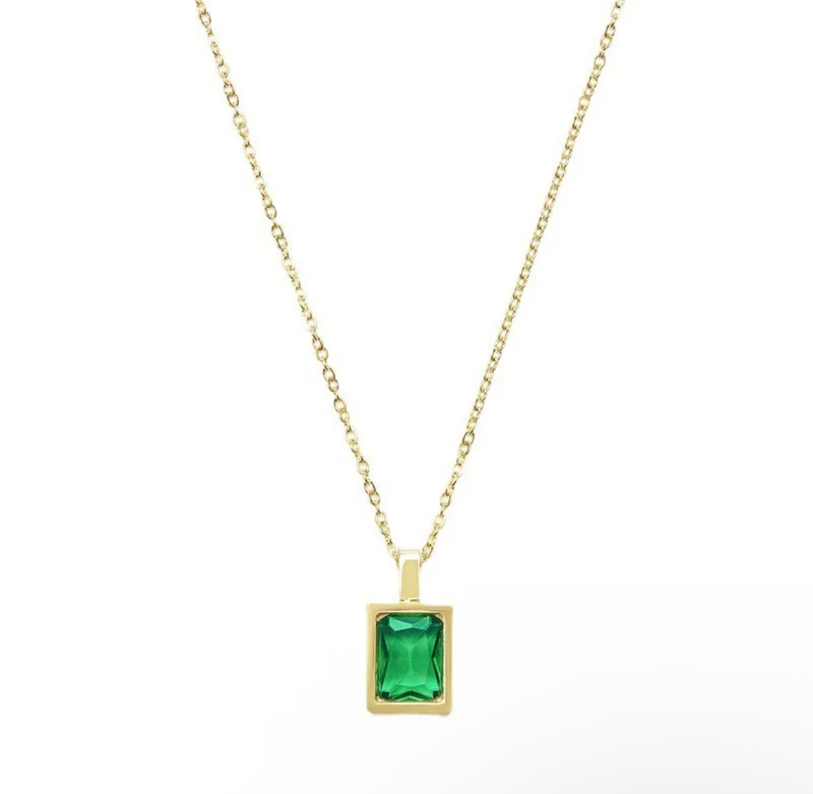 Emerald Charm Pendant Necklace