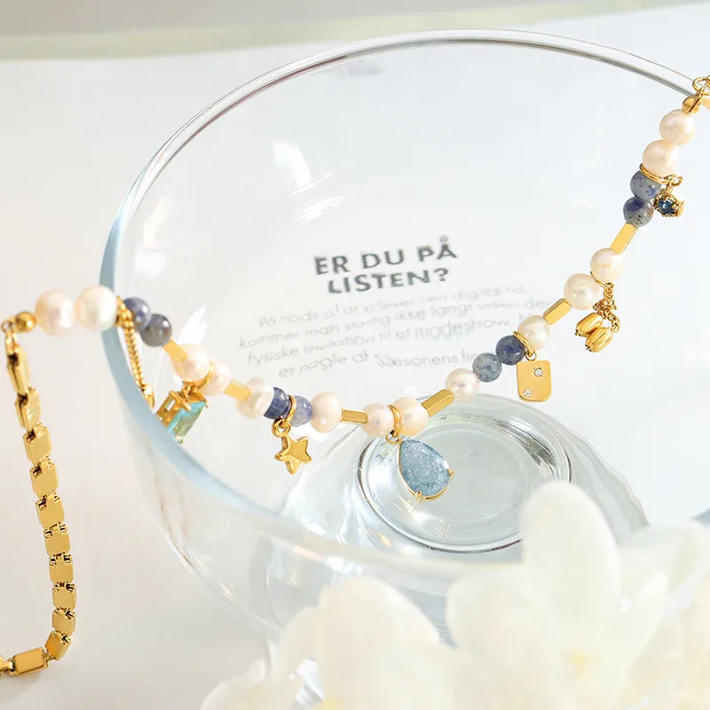 Gem & Pearl Charm Necklace - Image 4