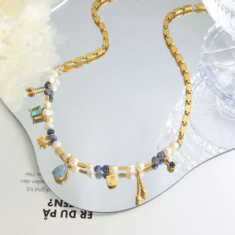 Gem & Pearl Charm Necklace - Image 3