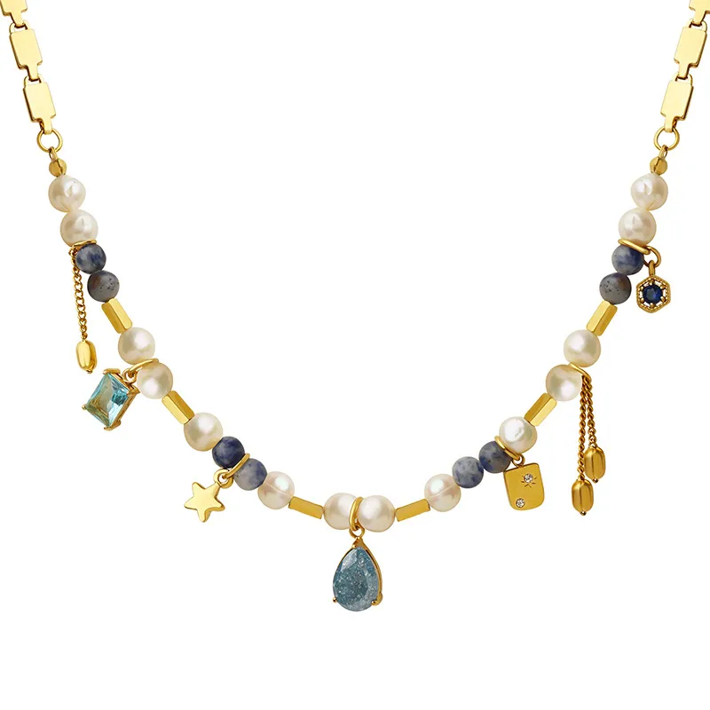 Gem & Pearl Charm Necklace