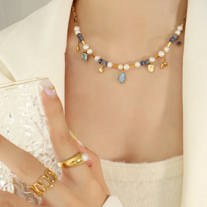 Gem & Pearl Charm Necklace - Image 2