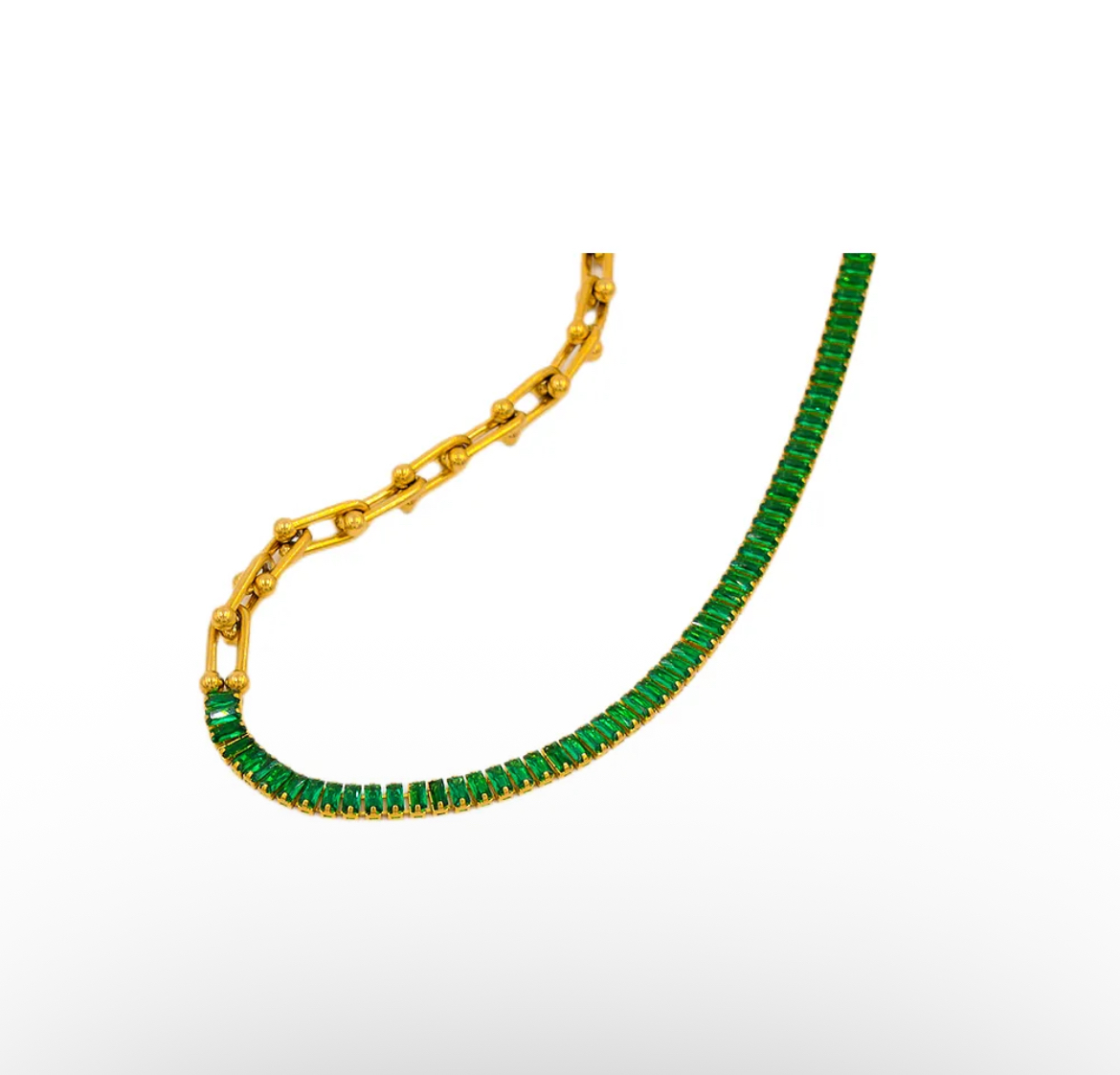 Emerald Link Charm Necklace