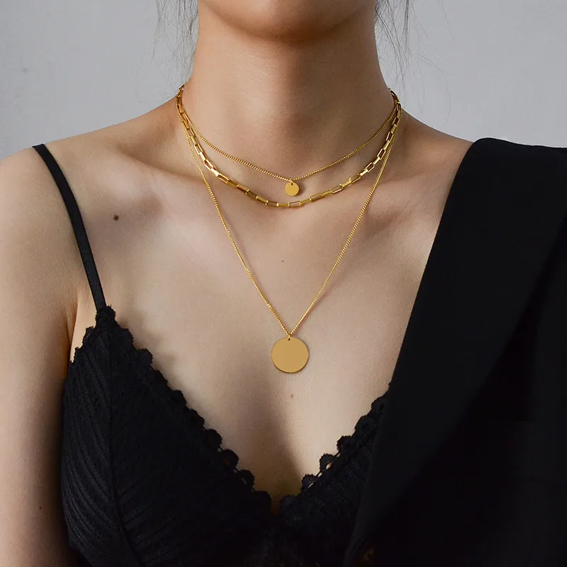 Layered Gold Disc Necklace - Image 3