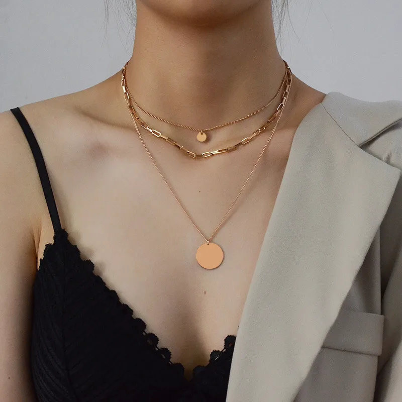 Layered Gold Disc Necklace - Image 2
