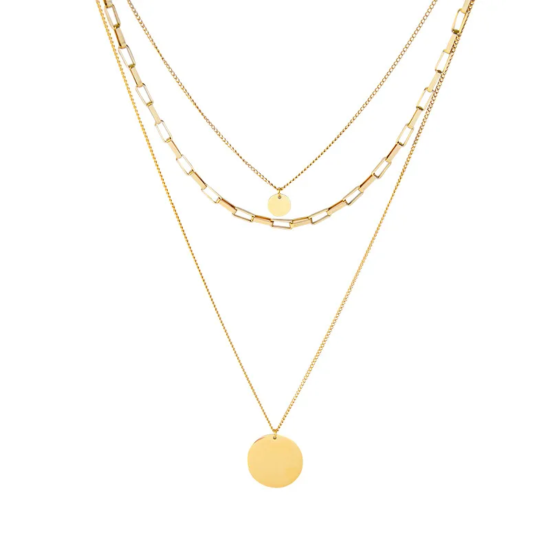 Layered Gold Disc Necklace