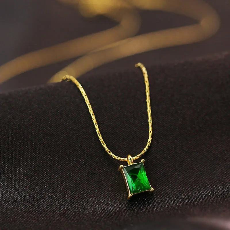 Emerald Charm Pendant Necklace - Image 4
