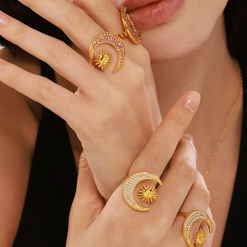 Sun & Moon Gold-Plated Ring - Image 3