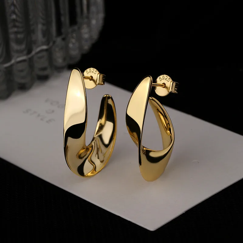 Sterlign Silver Twisted Wave  Earrings - Image 4