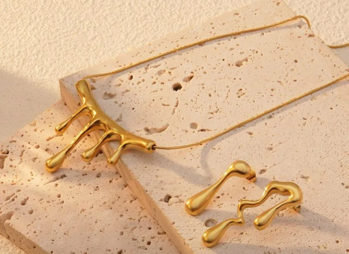 Gold Drip Effect Necklace - Image 3