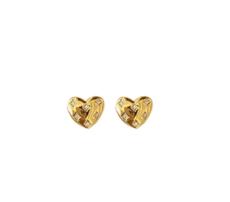 Sterling Silver Heartfelt Sparkle Stud Earrings