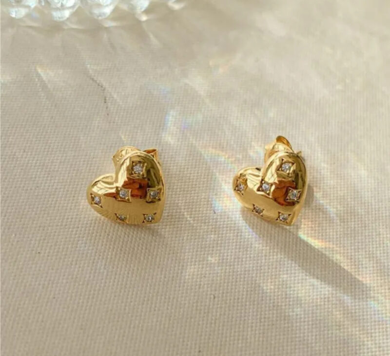 Sterling Silver Heartfelt Sparkle Stud Earrings - Image 4