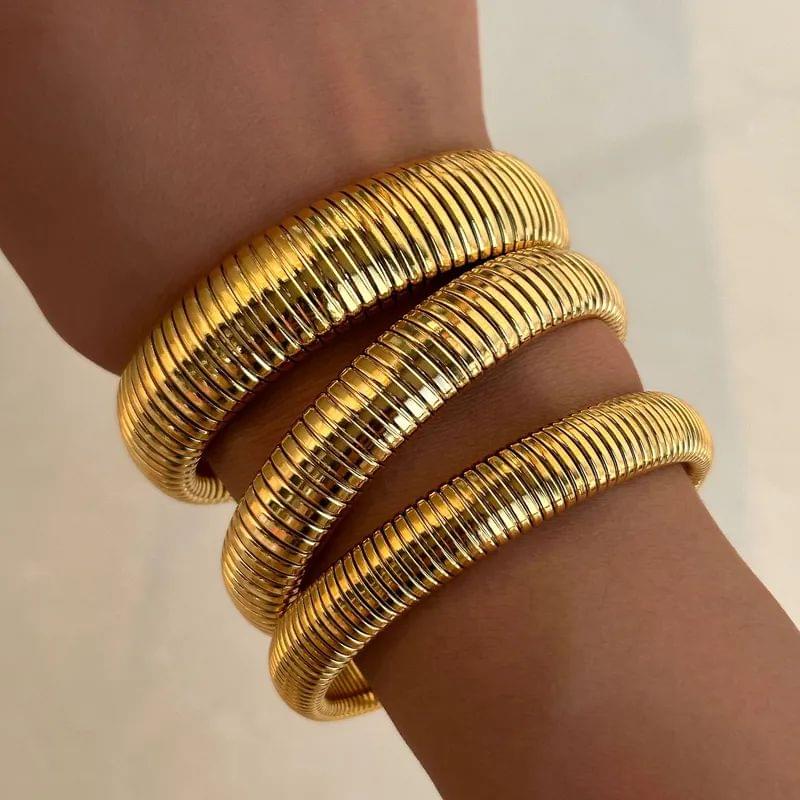Golden Ribbed Cuff Bracelet