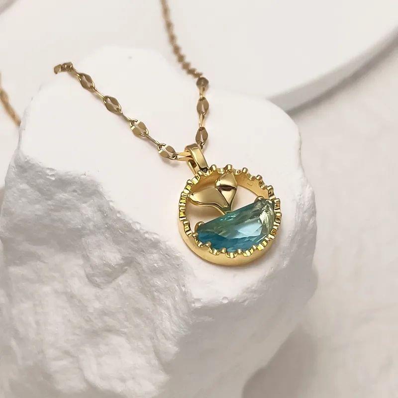 Blue Crystal Pendant Necklace